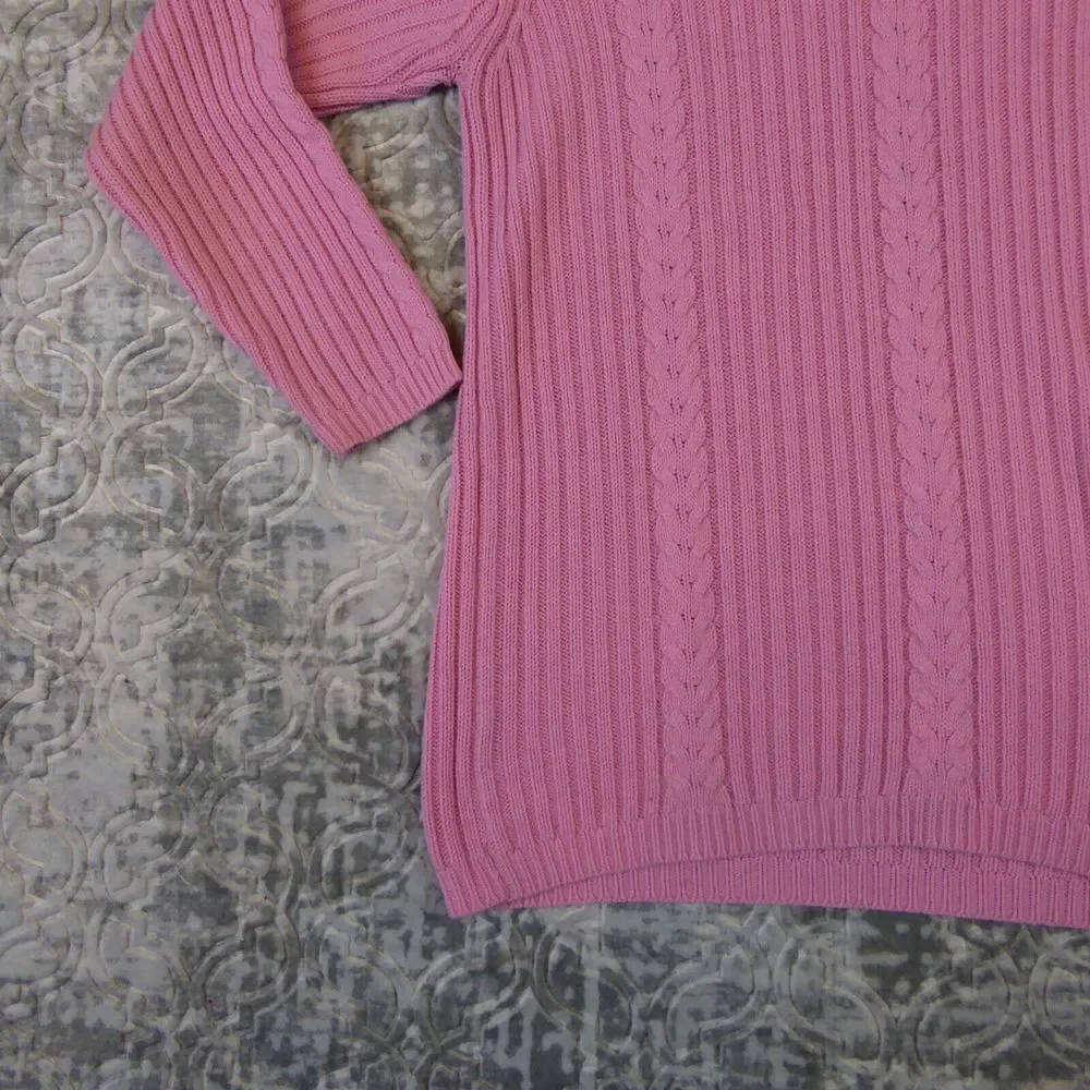 Vintage Partners by Mervyn's Sweater  Women's Large Pink Cable Knit Pullover